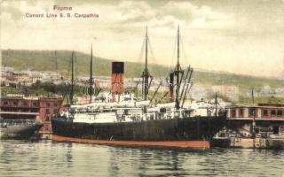 Carpathia kivándorlási hajó a fiume-i kikötőben / Cunard RMS Carpathia immigration ship in Fiumec (EB)