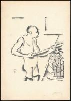 Molnár C. Pál (1894-1981): Úszómester. Ofszet, papír, 29,5×21 cm