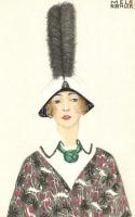 Lady with feather hat. B.K.W.I. 481-6. s: Mela Koehler