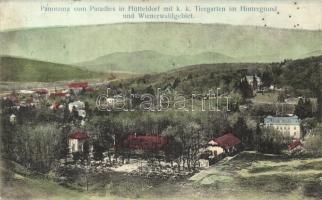 1912 Vienna, Wien XIV. Hütteldorf, K. k. Tiergarten, Wienerwaldgebiet / panorama, zoo, forest, villas (EK)