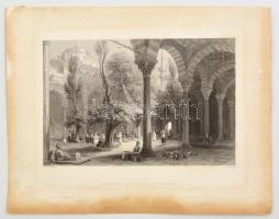 cca 1844 Bartlett, William Henry (1809-1954): Court of Mosque of Bajazet. Metszette: T. Higham. Acélmetszet, papír, foltos,12×18 cm