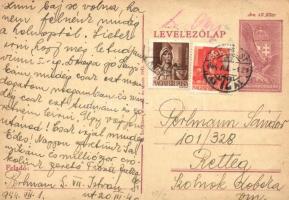 1944 Perlmann Sándor zsidó 101/328. KMSZ-nek (közérdekű munkaszolgálatos) küldött levél a Rettegi munkatáborba / WWII Letter to a Jewish labor serviceman of the labor camp in Reteag. Judaica + 12f Ga. (EK)