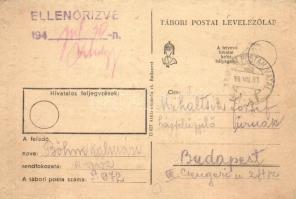1944 Böhm Kálmán zsidó KMSZ (közérdekű munkaszolgálatos) levele a munkatáborból / WWII Letter of a Jewish labor serviceman from the labor camp. Judaica (kopott sarkak / worn corners)