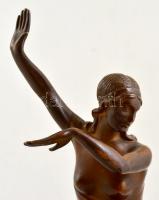 Lux Elek (1884-1941): Art deco táncosnő. Bronz, jelzett, márvány talapzaton, m: 32 (45) cm