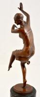Lux Elek (1884-1941): Art deco táncosnő. Bronz, jelzett, márvány talapzaton, m: 32 (45) cm