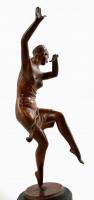 Lux Elek (1884-1941): Art deco táncosnő. Bronz, jelzett, márvány talapzaton, m: 32 (45) cm