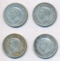 Kanada 1940-1951. 10c Ag VI. György (4xklf) T:2-,3 Canada 1940-1951. 10 Cents Ag George VI (4xdiff) C:VF,F