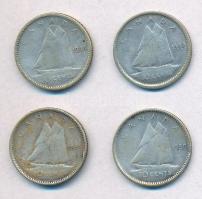 Kanada 1940-1951. 10c Ag "VI. György" (4xklf) T:2-,3
Canada 1940-1951. 10 Cents Ag "...