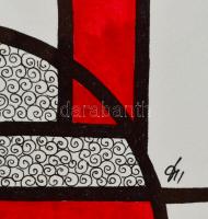 Kun Sarolta (1990- ): Dymetrium. Akvarell-tus, papír, jelzett, üvegezett keretben, 40×30 cm