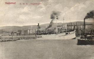 Stapellauf / SMS Tegetthoff, osztrák-magyar haditengerészet Tegetthoff-osztályú csatahajójának vízre bocsájtása / K.u.K. Kriegsmarine, launching of SMS Tegetthoff (fl)