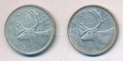 Kanada 1968. 25c Ag "II. Erzsébet" (2x) T:2,2-
Canada 1968. 25 Cents Ag "Elizabeth I...