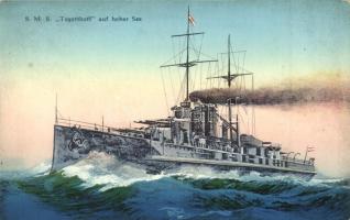 SMS Tegetthoff, osztrák-magyar haditengerészet Tegetthoff-osztályú csatahajója / K.u.K. Kriegsmarine dreadnought battleship. G. Costalunga Pola 1915
