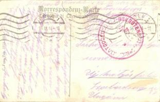 Pola, K.u.K. Kriegsmarine mariner with battle ships in the port. Floral. C. Fano Pola 1913-1914 + &q...