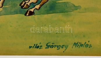 vitéz Görgey Miklós (1880-1943): Jugoslavia (karikatúra). Akvarell-tus, papír, jelzett, 30,5×32,5 cm...