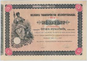 Budapest 1926. "Belvárosi Takarékpénztár Részvénytársaság" öt részvénye egyben 250P-ről (2...