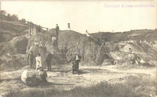 1910 Kolozsfürdő, Baile Cojocna; Sósfürdő, kirándulók / spa, salt rocks, bath, hikers. photo