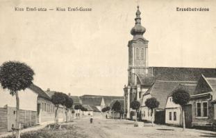 Erzsébetváros, Dumbraveni; Kiss Ernő utca, Klastrom templom. N. M. 6938. Gustav Binder / street view, church (EK)