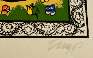 Farsang Sándor (1945-): Szomorú csacsi. Szitanyomat, papír, jelzett, 29×21 cm