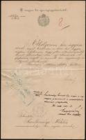 1909 Bp., Wekerle Sándor (1848-1921) pénzügyminiszter, miniszterelnök aláírása ügyészi áthelyezési okmányon