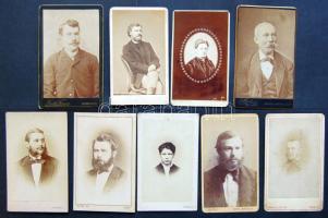 1860-1890 Régi fényképek: Férfi arc- és mellképek (9db)