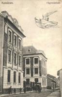 Komárom, Komárno; Főgimnázium, galamb montázs. Sipos F.  kiadása / grammar school, dove montage (EK)