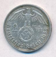 Német Harmadik Birodalom 1938D 2M Ag "Hindenburg" T:2 
German Third Reich 1938D 2 Mark Ag...