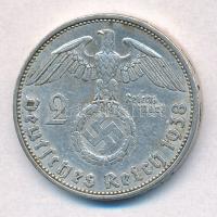Német Harmadik Birodalom 1938A 2M Ag "Hindenburg" T:2 
German Third Reich 1938A 2 Mark Ag...
