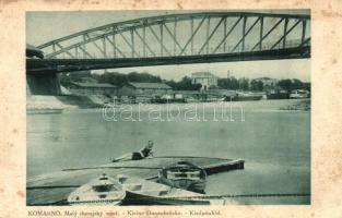 Komárom, Komárno; Maly dunajsky most / Kleine Donaubrücke / Kis-Duna híd, csónakok / Little Danube bridge, rowing boats (fl)