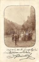 1908 Szinyelipóc, Lipovce; Kirándulók csoportképe a Lipóc-völgyben / hikers group photo in the valley (fa)
