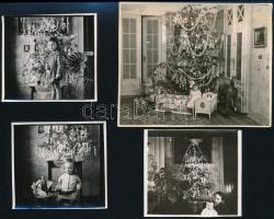 1938 Karácsonyi életképek, 4 db fotó, 6x6 és 8x10 cm