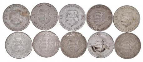 1947. 5Ft Ag "Kossuth" (10x) T:2- patina