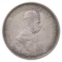 1896KB 1K Ag Millenium eredeti bordó Milleniumi Koronaérem - 1896 díszdobozban T:2 /  Hungary 1896KB 1 Korona Ag Millenium in original, wine-red case C:XF Adamo K5.2