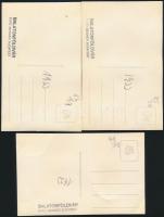 1933 Balatonföldvár, Fürdőzők, 3 db fotólap Seidner műterméből,  8,5x13,5 cm