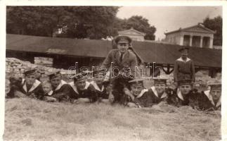 3 db RÉGI fotó képeslap a Magyar Királyi Folyamőrség matrózainak csoportképével / 3 pre-1945 photo p...