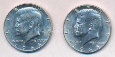 Amerikai Egyesült Államok 1965-1966. 1/2$ Ag Kennedy (2x) T:1-  USA 1965-1966. 1/2 Dollar Ag Kennedy (2x) C:AU