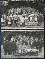 1937 Lillafüredi csoportképek, 2 db pecséttel jelzett fotólap Maksay László műterméből, egyik felületén törésnyommal, 9x13 cm