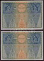 1902. 1000K mindkét oldal német nyelvű(Osztrák-Magyar Bank) II. kiadás(Auflage) piros "Deutschö...