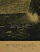 Karl Weinhold (1867-1925): Beethoven: A vihar, rézkarc, papír, jelzett (hagyatéki), kis sérüléssel, ...