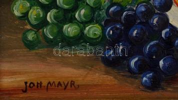 Mayr jelzéssel: Asztali csendélet. Olaj, farost, keretben, 25×31 cm