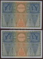 1902. 1000K mindkét oldal német nyelvű(Osztrák-Magyar Bank) II. kiadás(Auflage) piros "Deutschö...