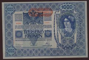 1902. 1000K mindkét oldal német nyelvű(Osztrák-Magyar Bank) II. kiadás(Auflage) piros "Deutschösterreich" fny-sal T:I