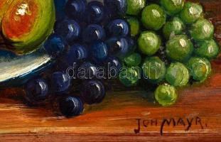 Mayr jelzéssel:Asztali gyümölcscsendélet. Olaj, farost, keretben, 25×31 cm