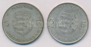 1947. 5Ft Ag "Kossuth" (2x) T:2- patina