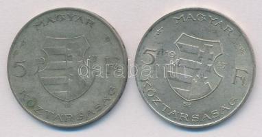 1947. 5Ft Ag "Kossuth" (2x) T:2- patina, karc