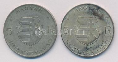 1947. 5Ft Ag "Kossuth" (2x) T:2- patina
