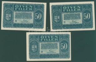 1920. 50f (11x) mind klf számmal benne színárnyalatok, lemezhibákkal, ferdén vágottak  T:I