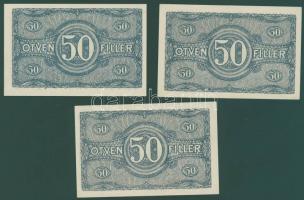 1920. 50f (11x) mind klf számmal benne színárnyalatok, lemezhibákkal, ferdén vágottak  T:I