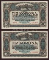 1920. 10K (2x) egymásutáni sorszámokkal T:I