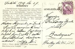 Bakony, A Magyar Királyi Államvasutak reklámlapja, hátoldalon a Bakony hegység turisztikai leírásáva...