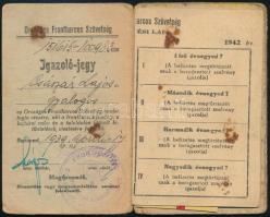 1939 Bp., Országos Frontharcos Szövetség igazoló jegy és befizetési lap bélyegekkel